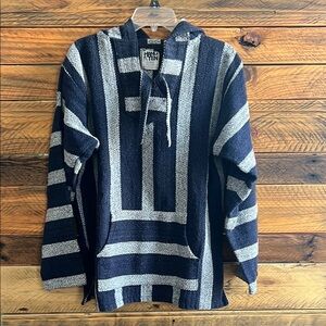 Men's Hang Ten Black and Gray Striped Baja jacket